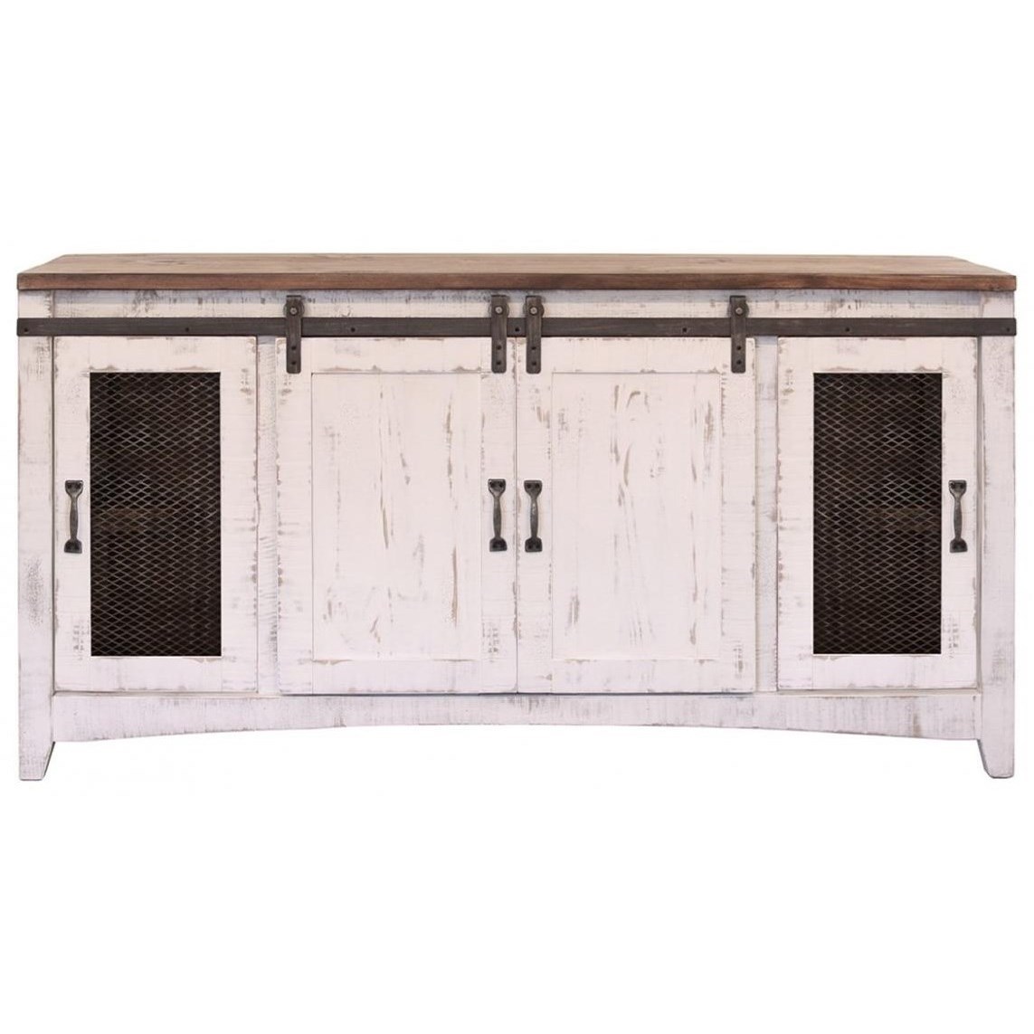 International Furniture Direct Pueblo TV Stand with Four Doors Sparks